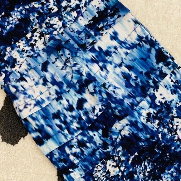 Nicole Miller $300 Women's Small Blue Purple Print Tiered Tidal Pleat Dress - Picture 8 of 13